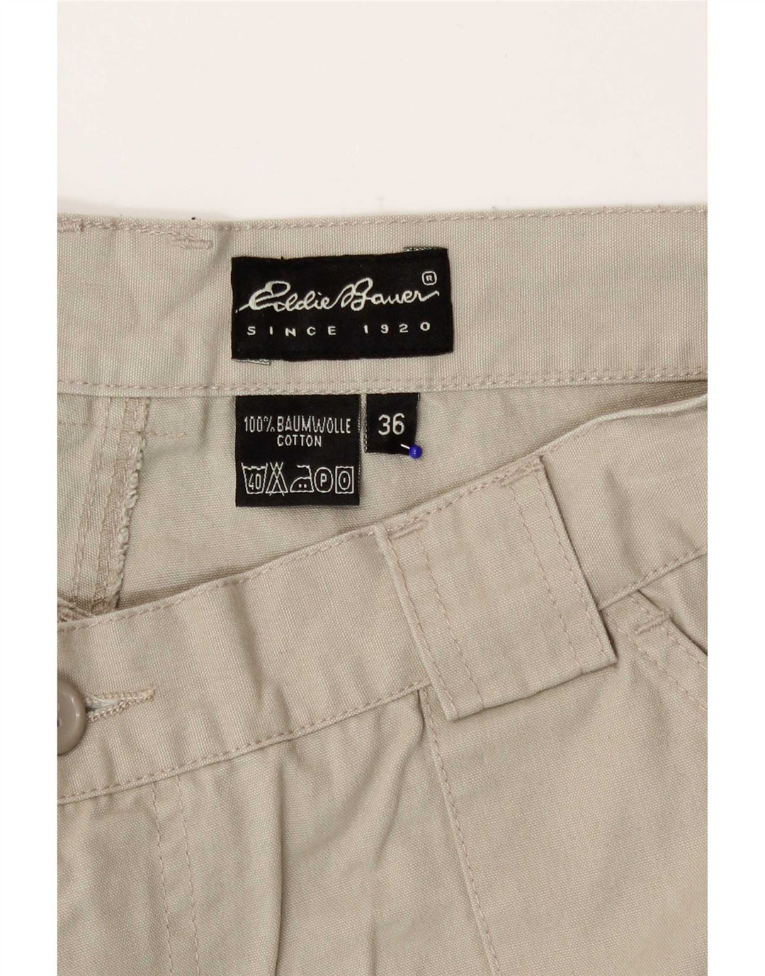 Eddie Bauer Mens Regular Cargo Shorts W36 Large Beige Cotton