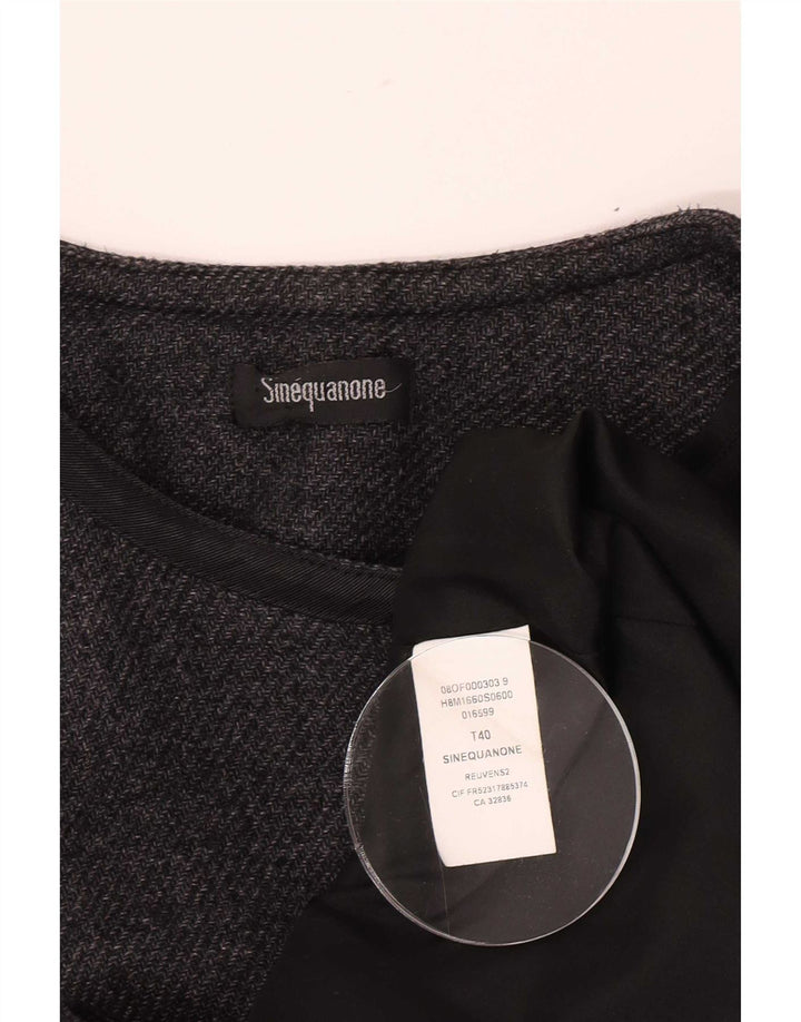 Sinequanone Womens Open Overcoat EU 40 Medium Grey Virgin Wool