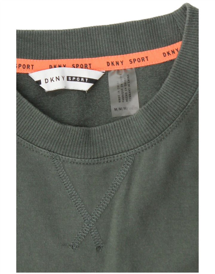 DKNY Womens Graphic Sweatshirt Jumper UK 14 Medium Green Cotton