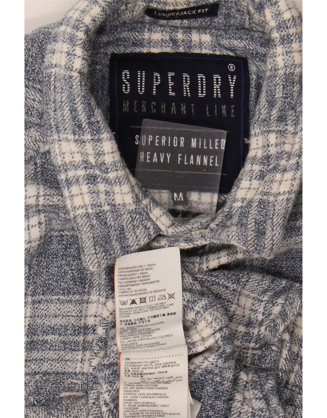 Superdry Flannelskjorte til mænd mellemgrå plaid bomuld