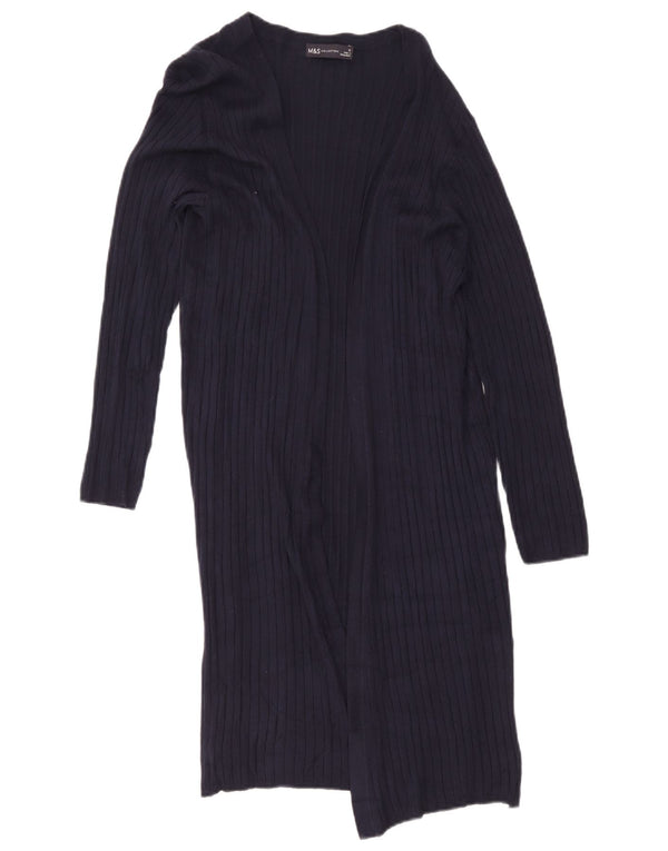 Marks & Spencer Womens Longline Cardigan Sweater UK 12 Medium Navy Blue