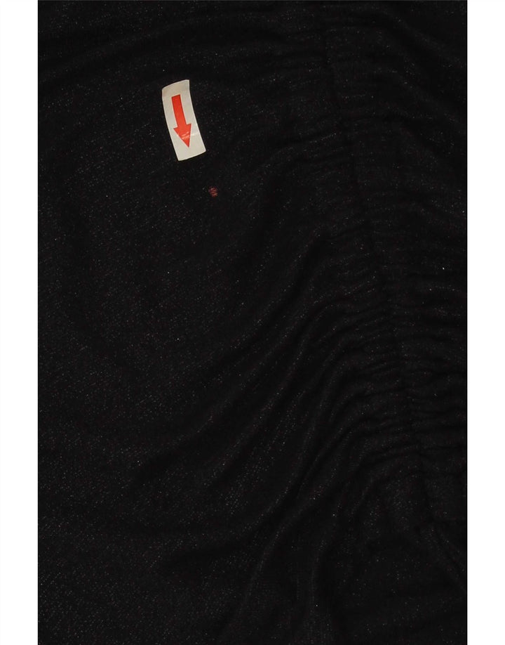 Top corto da donna All Saints a maniche lunghe UK 12 viscosa blu navy medio