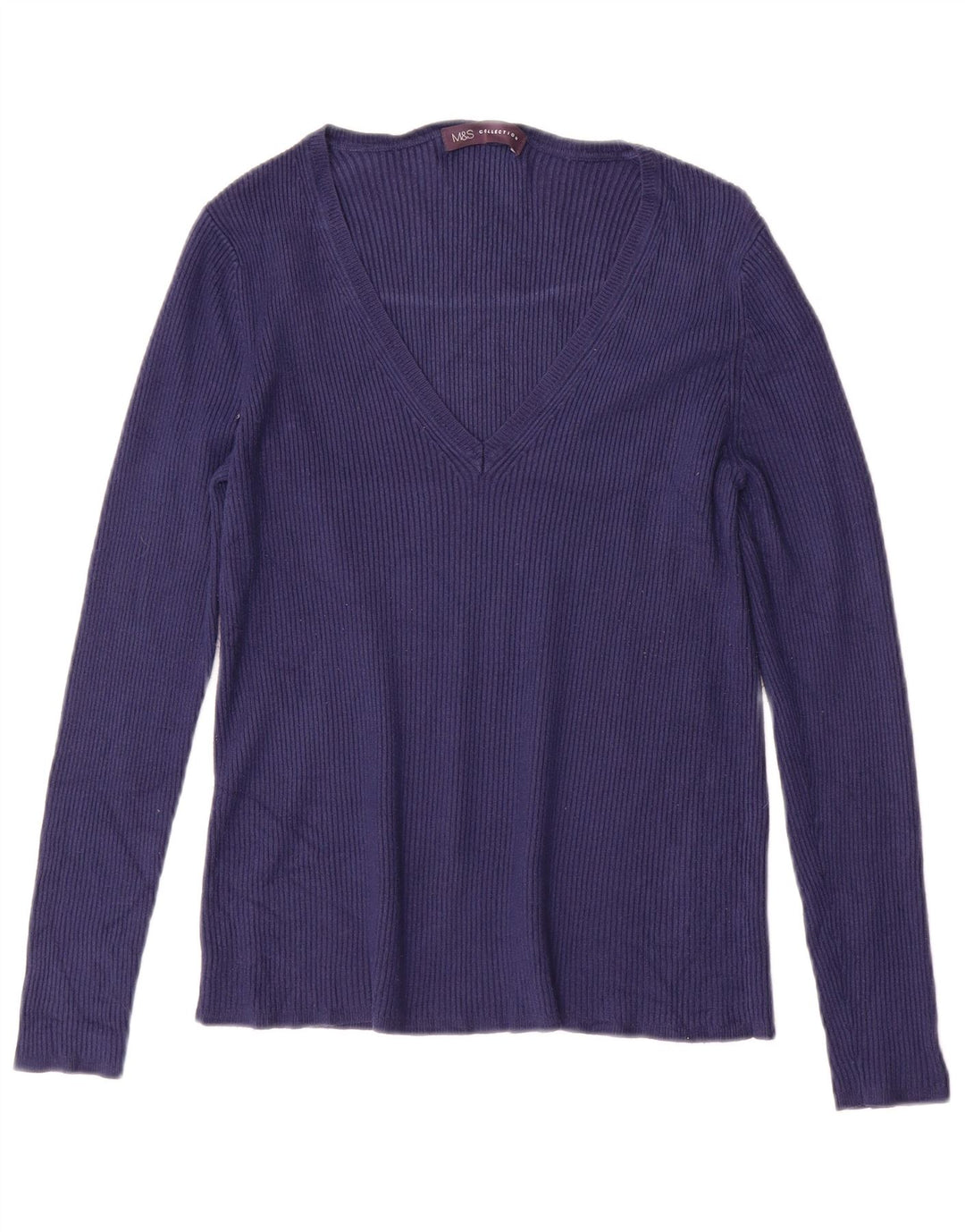 MARKS & SPENCER Womens V-Neck Jumper Sweater UK 10 Small Navy Blue