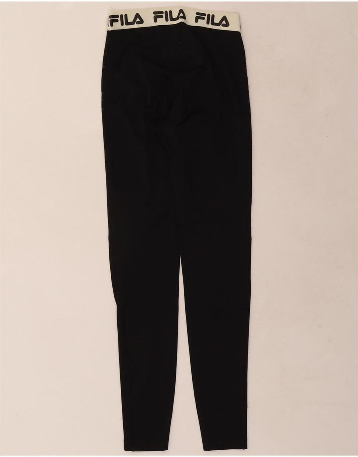Fila Womens Graphic Leggings UK 4 XS Black Colourblock Polyester