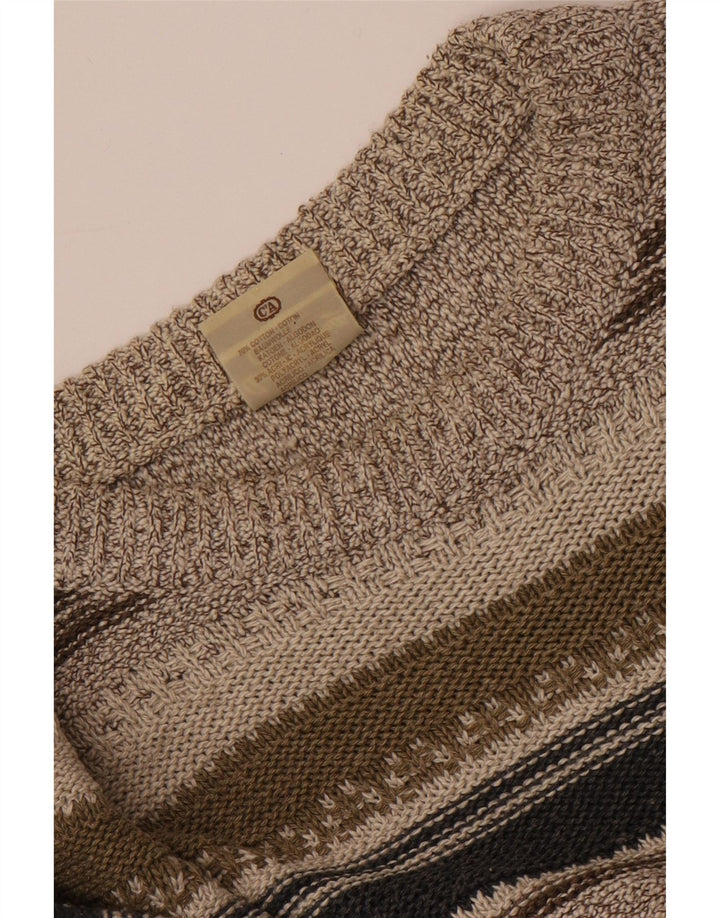 Angelo Litrico Mens Boat Neck Jumper Sweater Medium Grey Striped Cotton