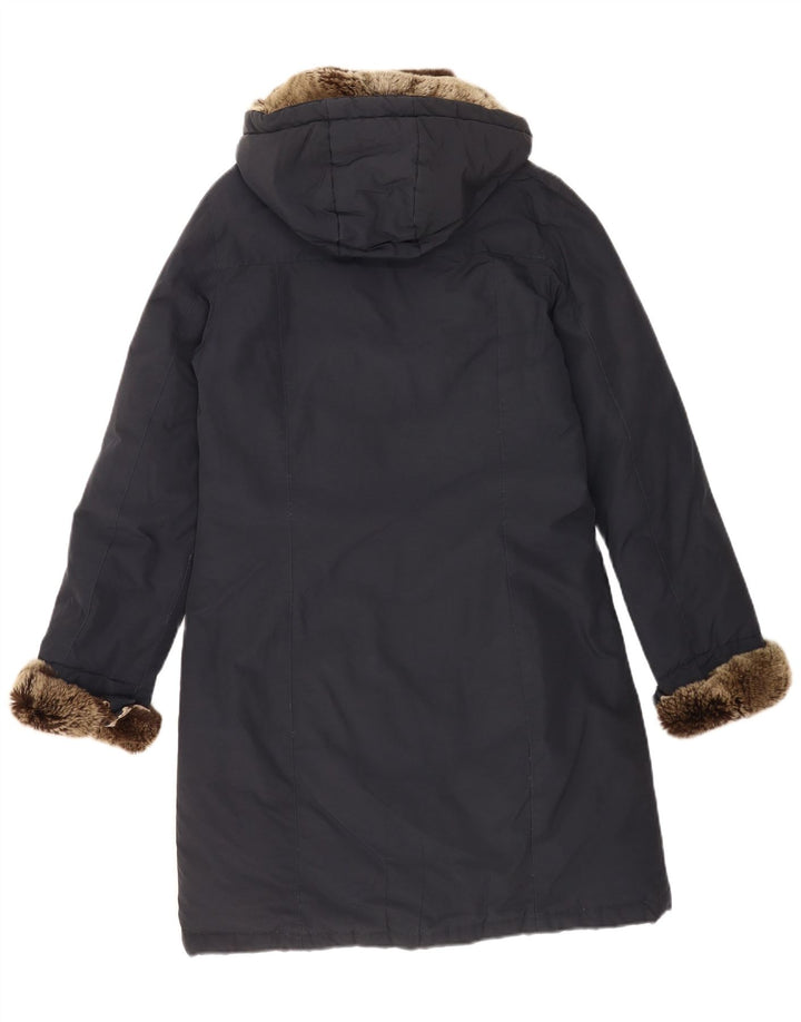 Woolrich Mens Hooded Padded Coat UK 38 Medium Navy Blue Cotton