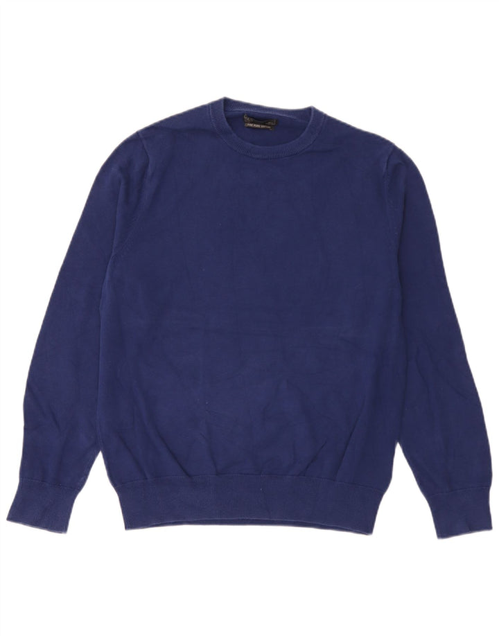 Massimo Dutti Mens Crew Neck Jumper Sweater Medium Blue Cotton