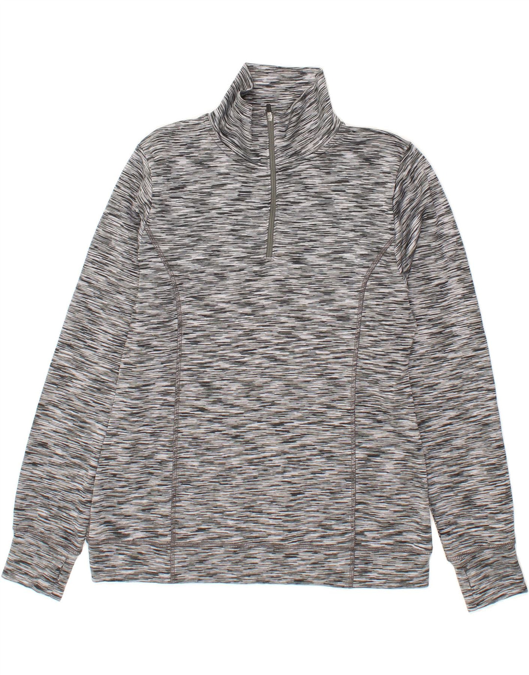 J. CREW Womens Zip Neck Sweatshirt Jumper UK 12 Medium Grey Polyester Vintage J. Crew and Second-Hand J. Crew from Messina Hembry 
