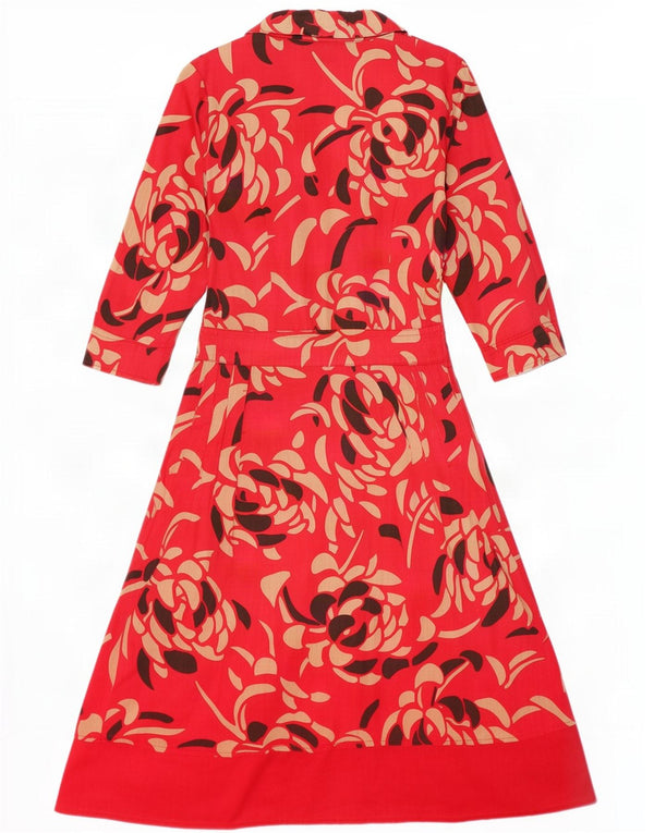 Monsoon Vestido cruzado de manga 3/4 para mujer UK 8 Small Rojo Floral Algodón