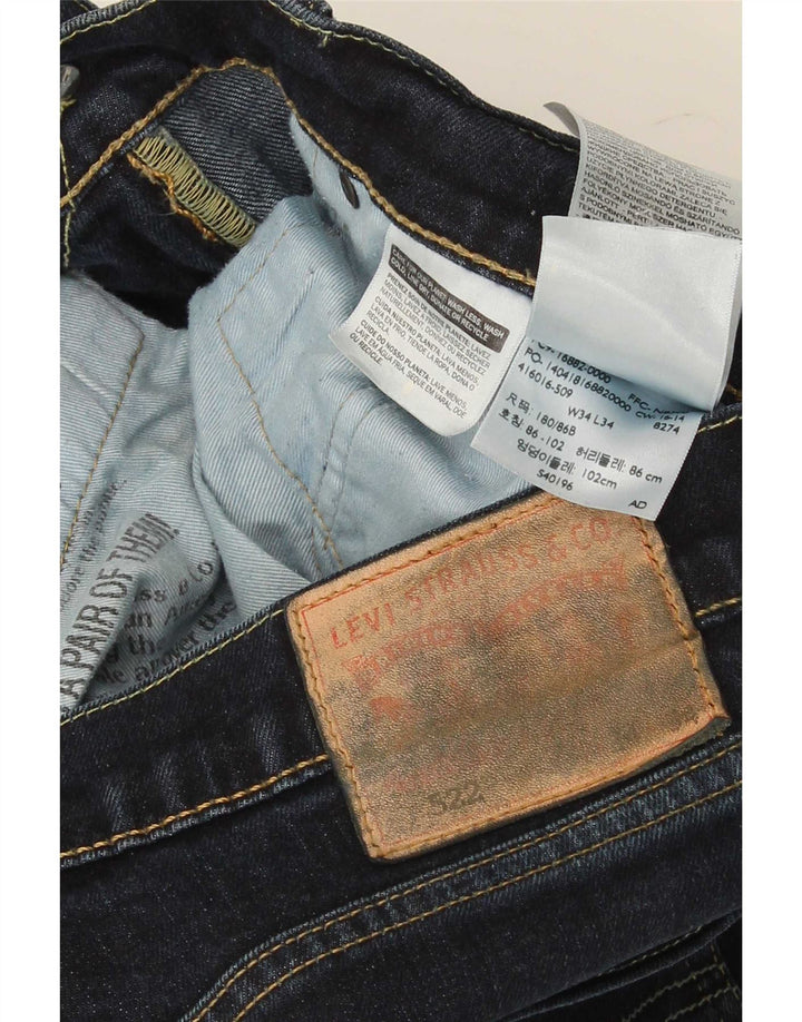Levi's Mens 522 Slim Jeans W34 L34 Navy Blue Cotton