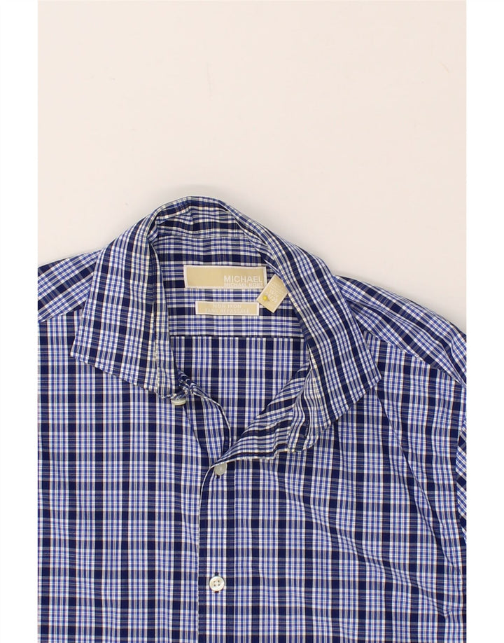 MICHAEL KORS Mens Shirt Size 15 1/2 Medium Navy Blue Check Cotton Vintage Michael Kors and Second-Hand Michael Kors from Messina Hembry 