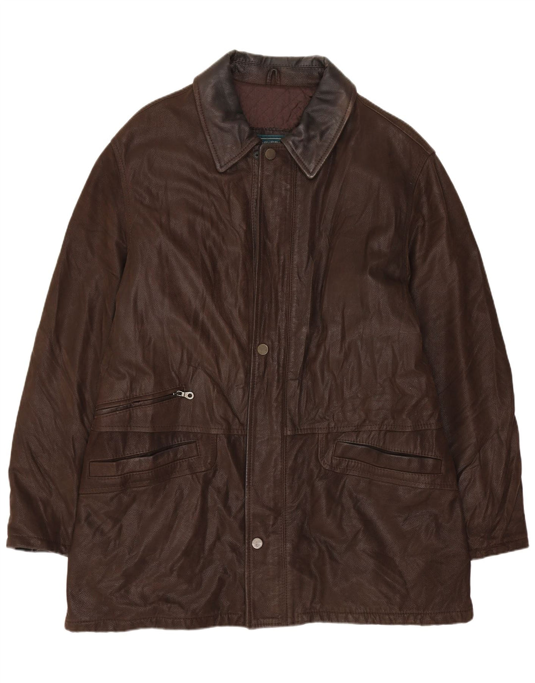 VINTAGE Mens Leather Jacket IT 52 XL Brown Leather