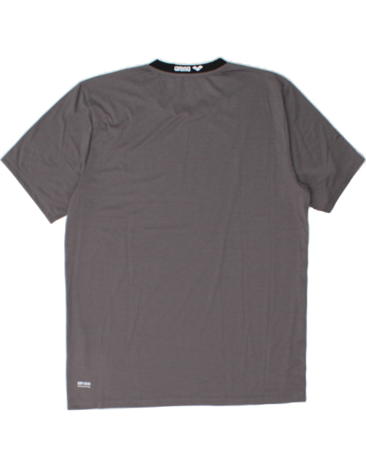 ARENA Mens T-Shirt Top 2XL Grey Polyester Vintage Arena and Second-Hand Arena from Messina Hembry 