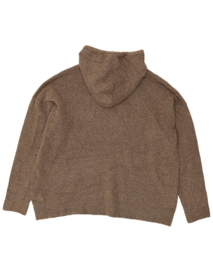 Zara Womens Hooded Oversized Jumper Sweater UK 14 Medium Brown Polyester