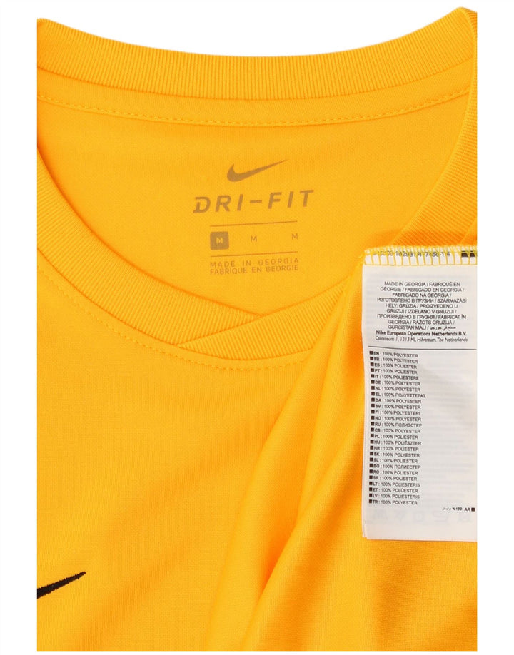 Męska koszulka Nike Dri Fit z grafiką, długim rękawem, średniożółta, poliester