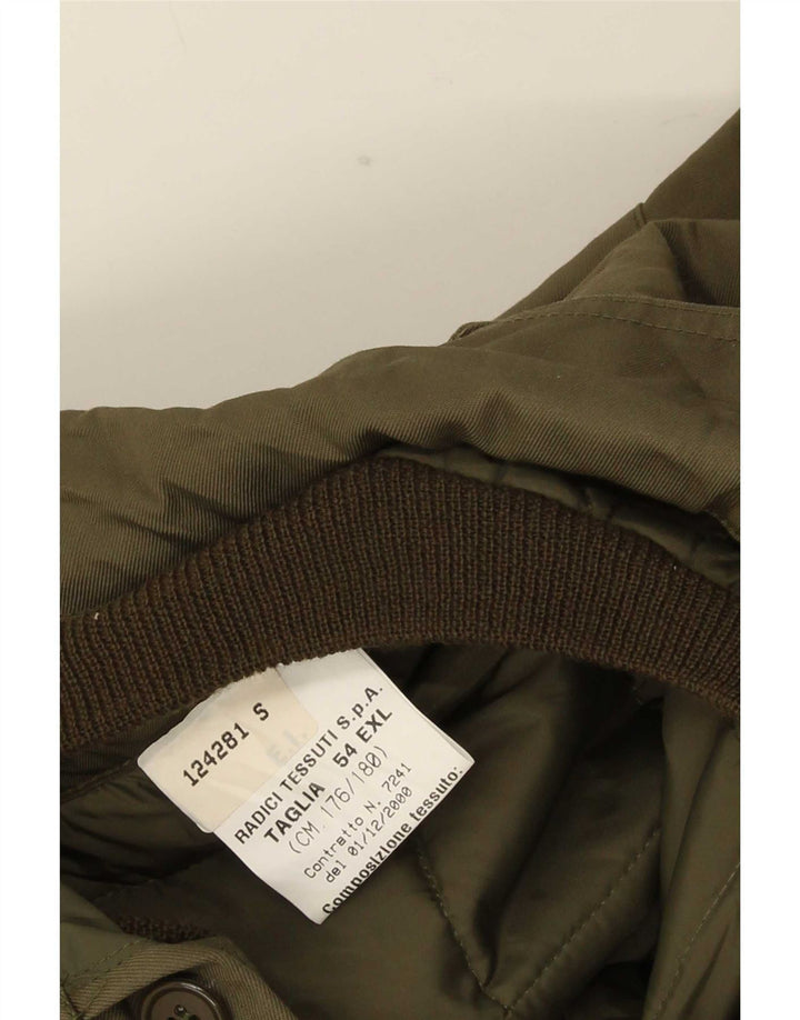 Vintage Mens Military Jacket IT 54 2XL Khaki Polyamide
