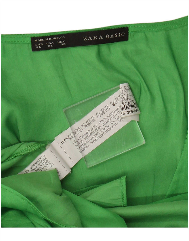 Zara Womens Sleeveless Blouse Top UK 18 XL Green Polyester