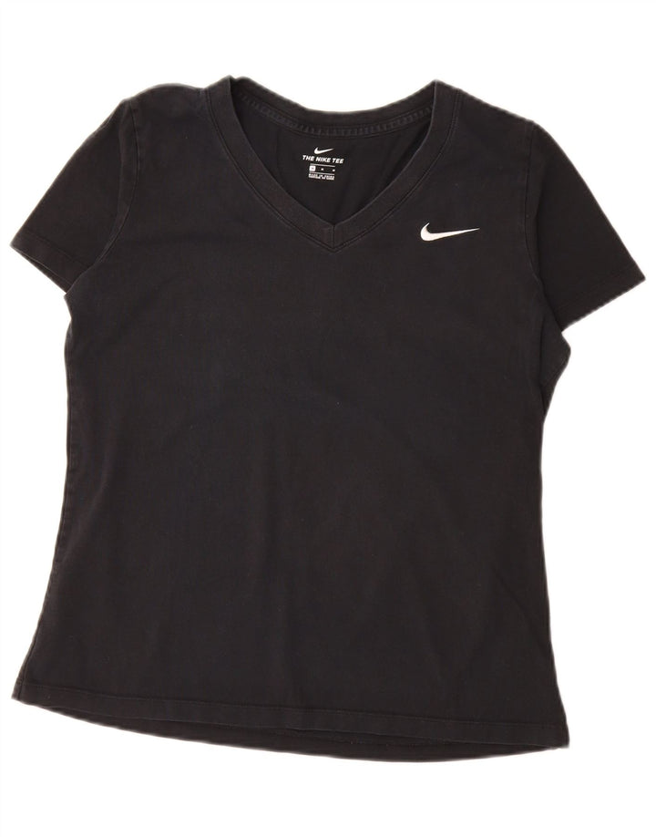 Nike Womens T-Shirt Top UK 14 Medium Black Cotton