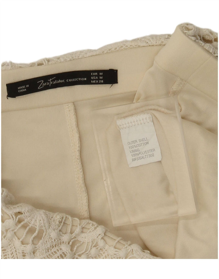 Zara Womens Lace Hot Pants Medium W28  Beige Cotton