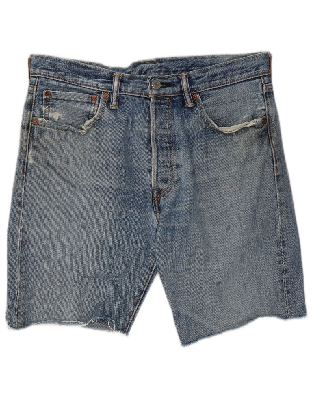 Levi's Mens 501 Distressed Denim Shorts W32 Medium Blue Cotton