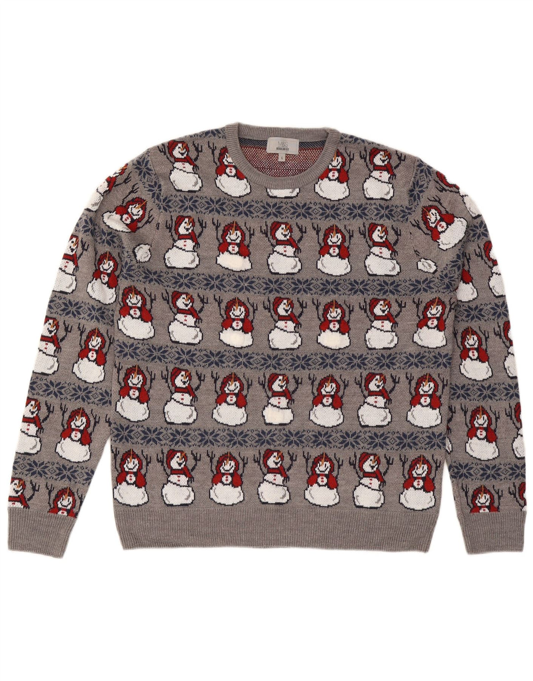 Marks & Spencer Herre sweater med rund hals, stor grå jul