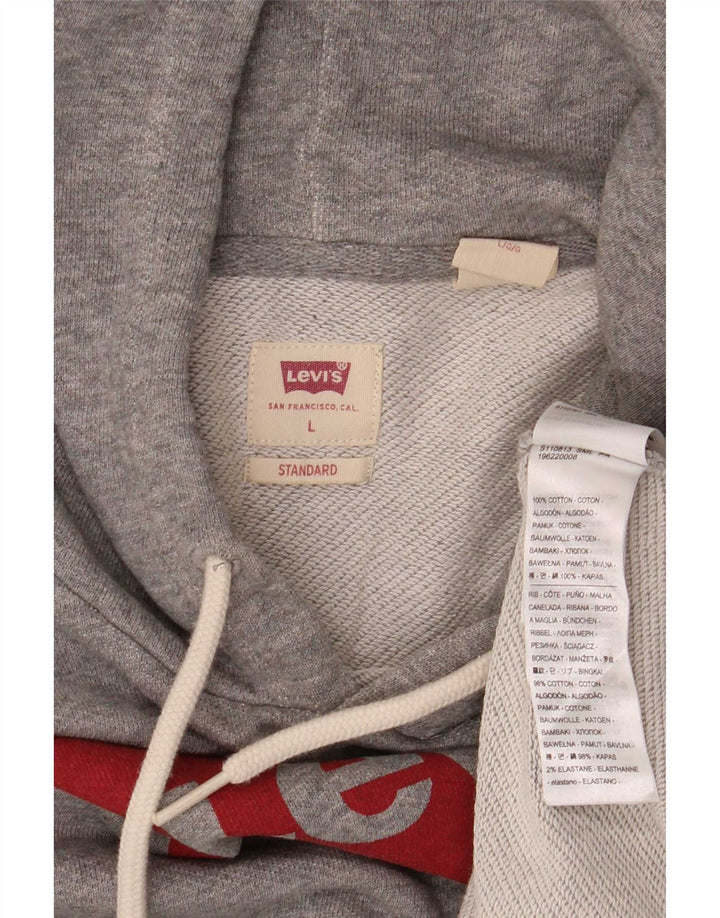 Levi's Pull à Capuche Graphique Homme Gris Coton Large