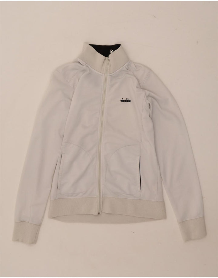 Diadora Chaqueta de chándal para mujer UK 44 Grande Poliéster blanco