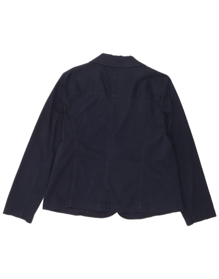 Laura Ashley Womens 2 Button Blazer Jacket UK 18 XL Navy Blue Cotton