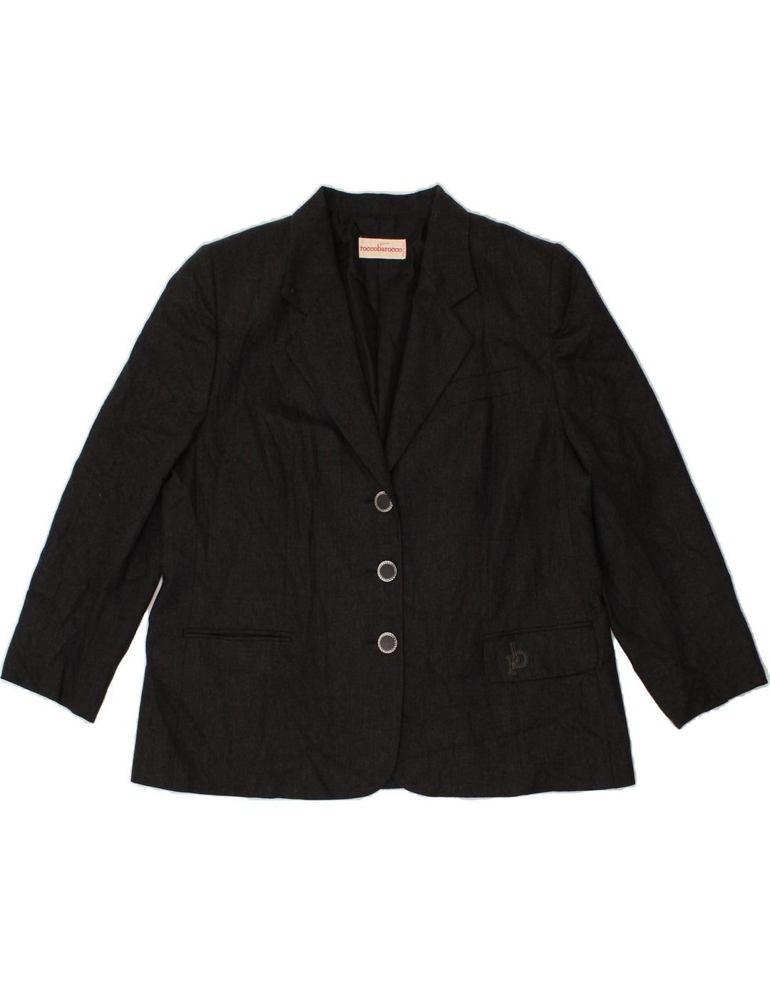 ROCCOBAROCCO Womens 3 Button Blazer Jacket UK 18 XL Grey Vintage Roccobarocco and Second-Hand Roccobarocco from Messina Hembry 