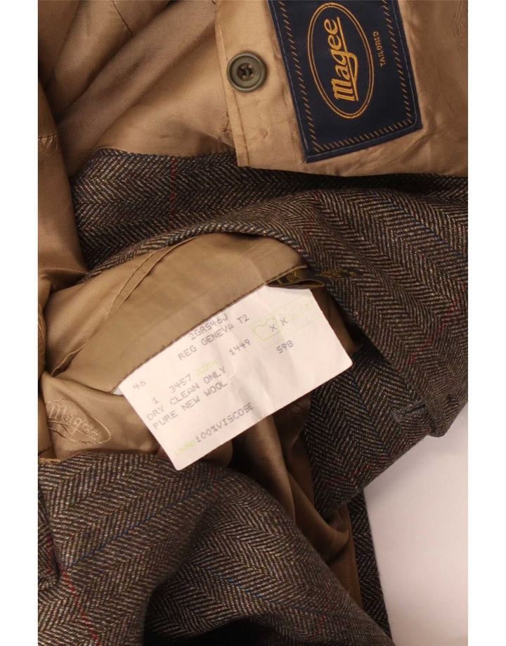 Magee Veste blazer à 2 boutons pour homme UK 46 3XL Gris à chevrons Laine vierge