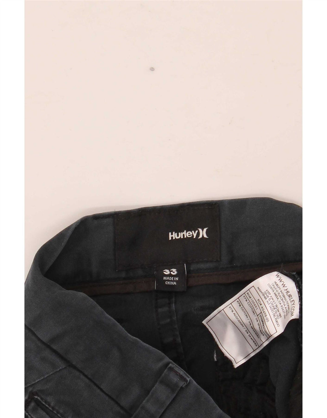 Hurley Mens Chino Shorts W33 Medium Navy Blue Cotton