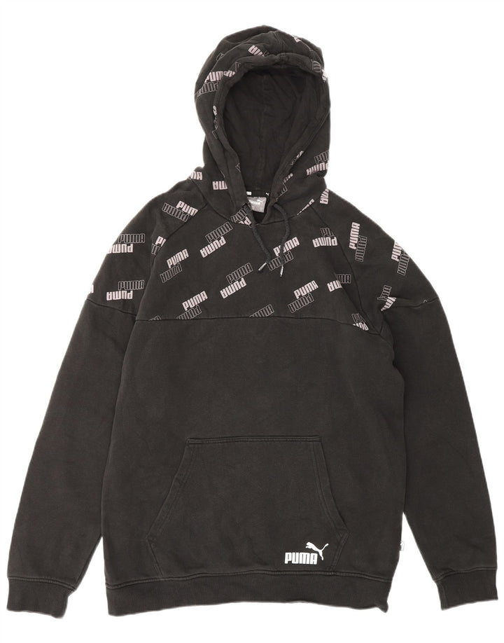 PUMA Mens Graphic Hoodie Jumper Medium Black Cotton