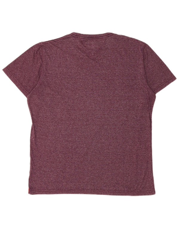 Męski T-shirt z grafiką Tommy Hilfiger Top 2XL Burgundowy nakrapiany