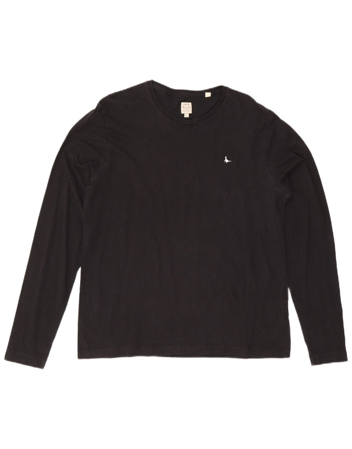 Jack Wills Herren-Oberteil, langärmelig, XL, schwarze Baumwolle