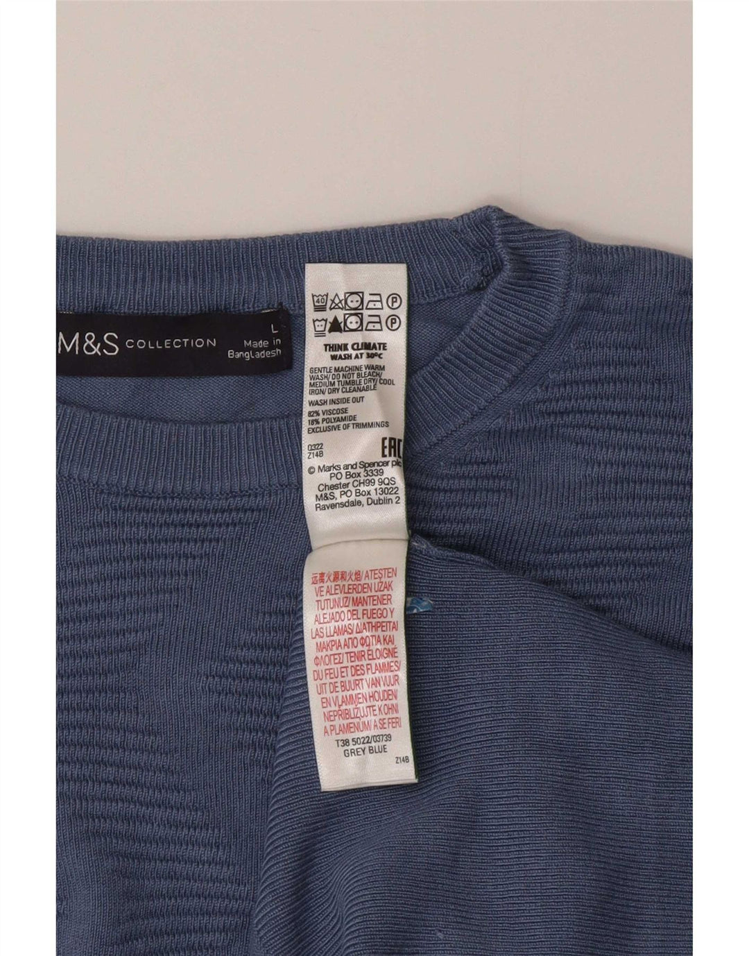 Marks & Spencer Womens Crew Neck Jumper Sweater UK 16 Large Blue