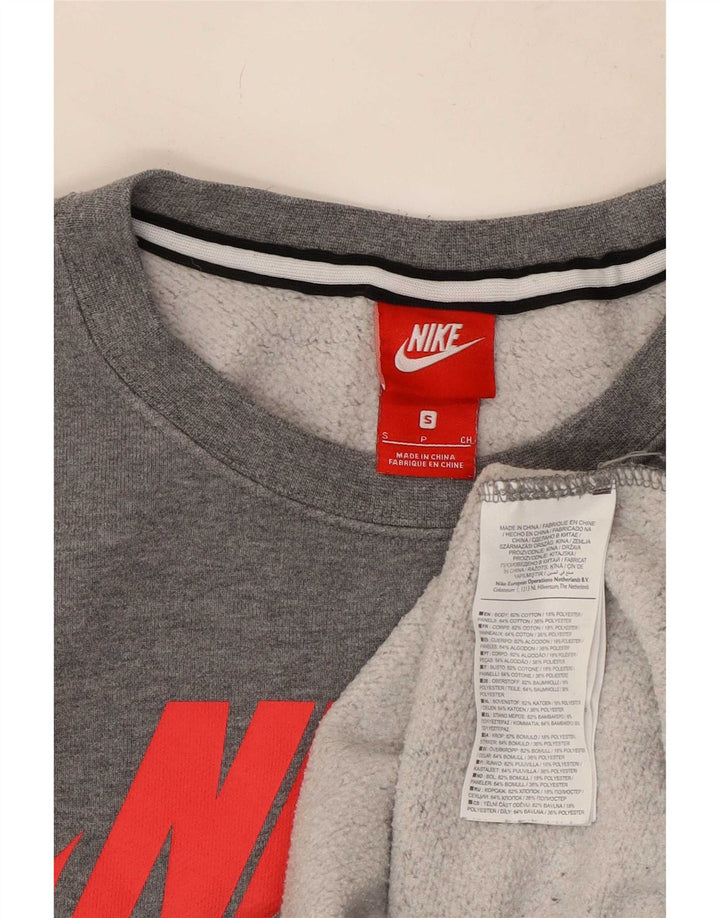 Nike grafisk sweatshirt til mænd, lille grå farveblok bomuld