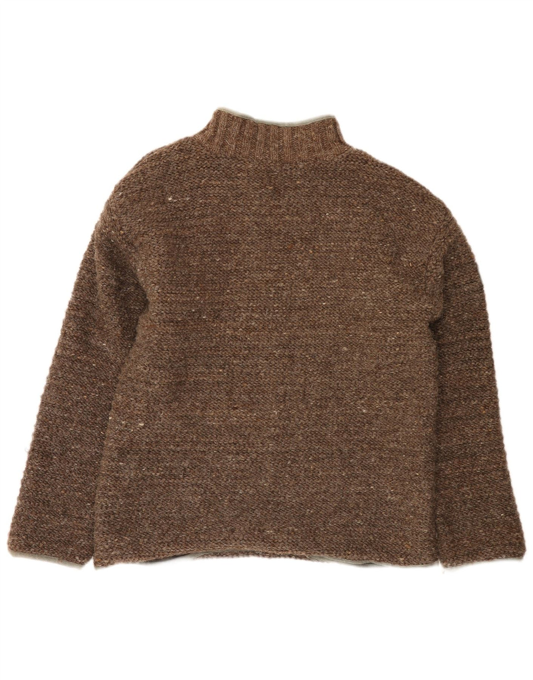 Pachamama Mens Zip Neck Jumper Sweater Large Brown Wool