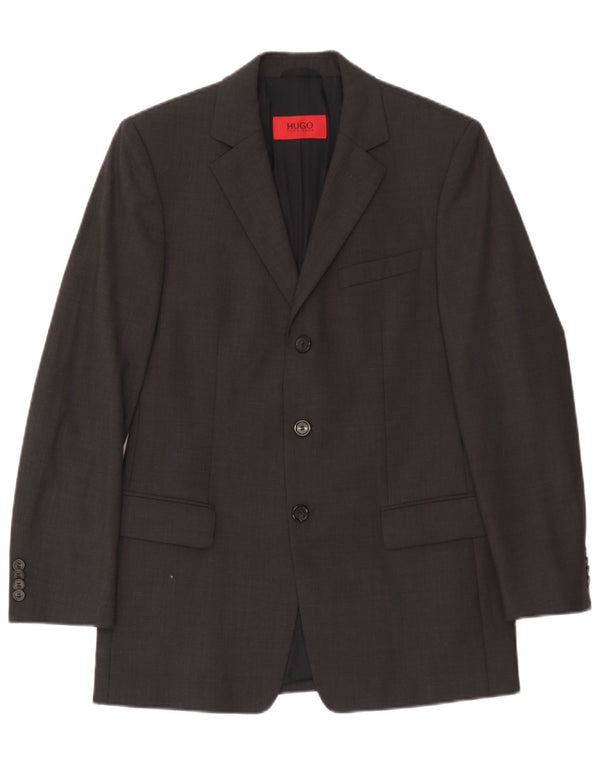Giacca blazer da uomo a 3 bottoni Hugo Boss EU 44 XS lana vergine grigia