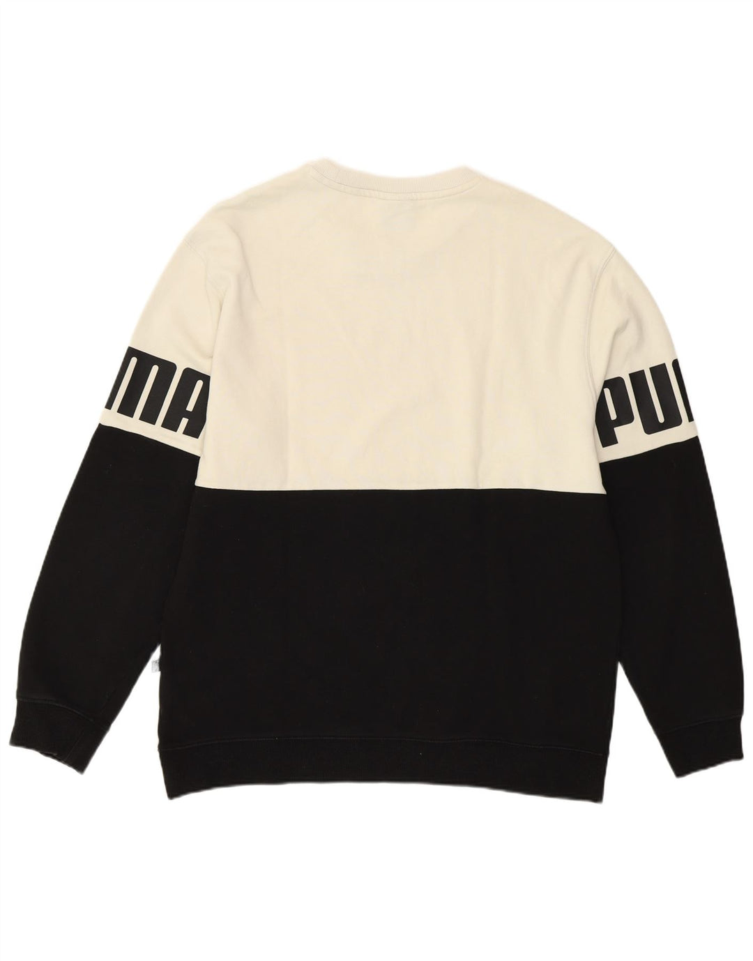Puma Mens Graphic Sweatshirt Jumper Large White Colourblock Cotton
