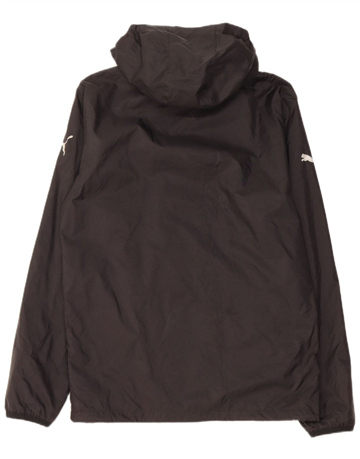 PUMA Mens Hooded Rain Jacket UK 38 Medium Black Nylon