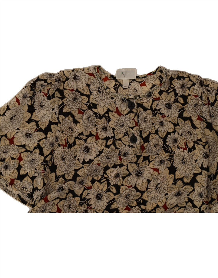 VINTAGE Womens Blouse Top IT 46 Large Grey Floral Vintage Vintage and Second-Hand Vintage from Messina Hembry 