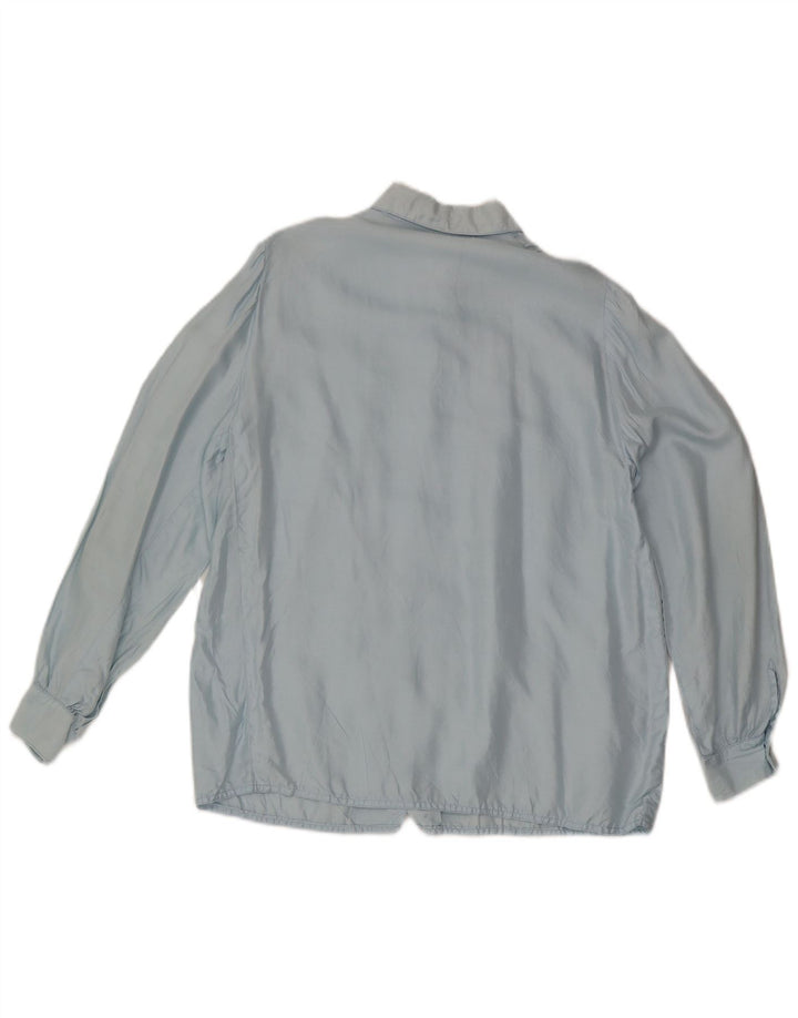 Camicetta camicia vintage da donna UK 14 blu medio