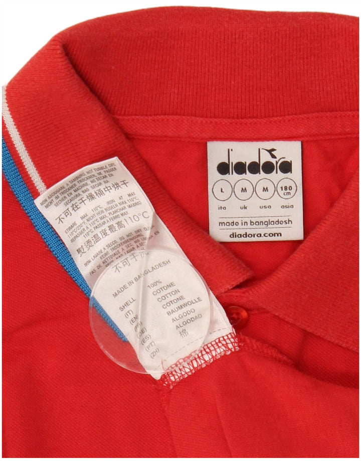 Diadora Mens Polo Shirt Medium Red Cotton