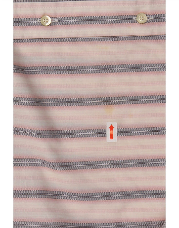 LACOSTE Mens Shirt Size 41 Large Pink Striped Cotton