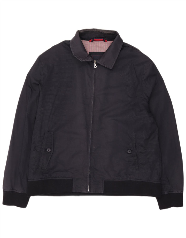 Marks & Spencer Mens Bomber Jacket UK 44 2XL Navy Blue Cotton