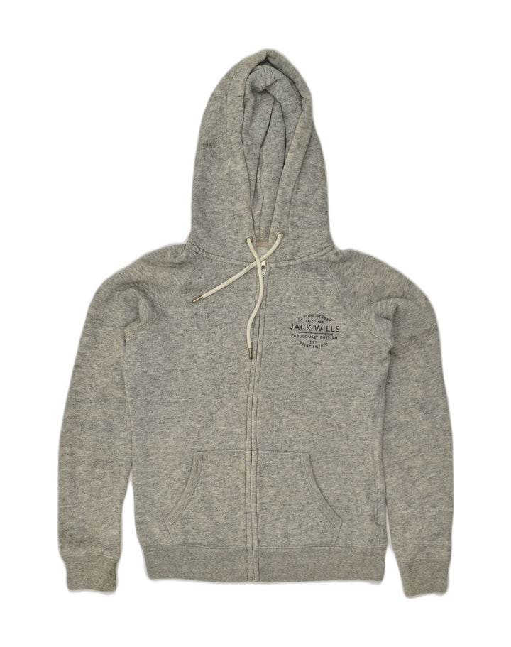 JACK WILLS Womens Zip Hoodie Sweater UK 10 Small Grey Polyester | Vintage Jack Wills | Thrift | Second-Hand Jack Wills | Used Clothing | Messina Hembry 