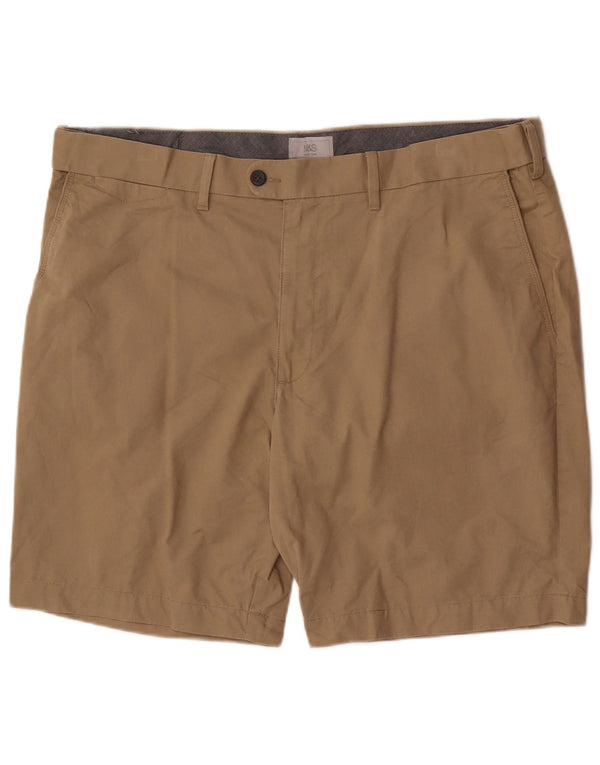 Shorts chino masculino Marks & Spencer W42 2XL algodão bege