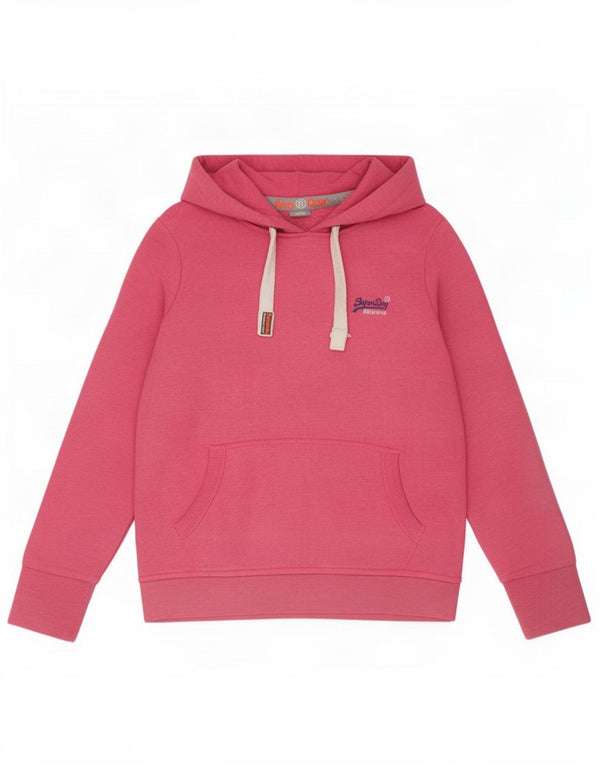 Superdry Womens Hoodie Jumper UK 16 Large Pink Cotton