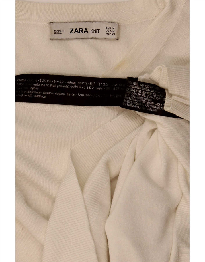 Zara Womens Boat Neck Jumper Sweater UK 12 Medium White Viscose