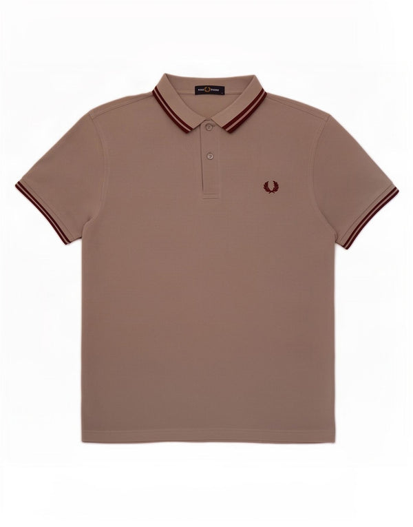 Fred Perry Polo Homme Large Gris Rayé Coton